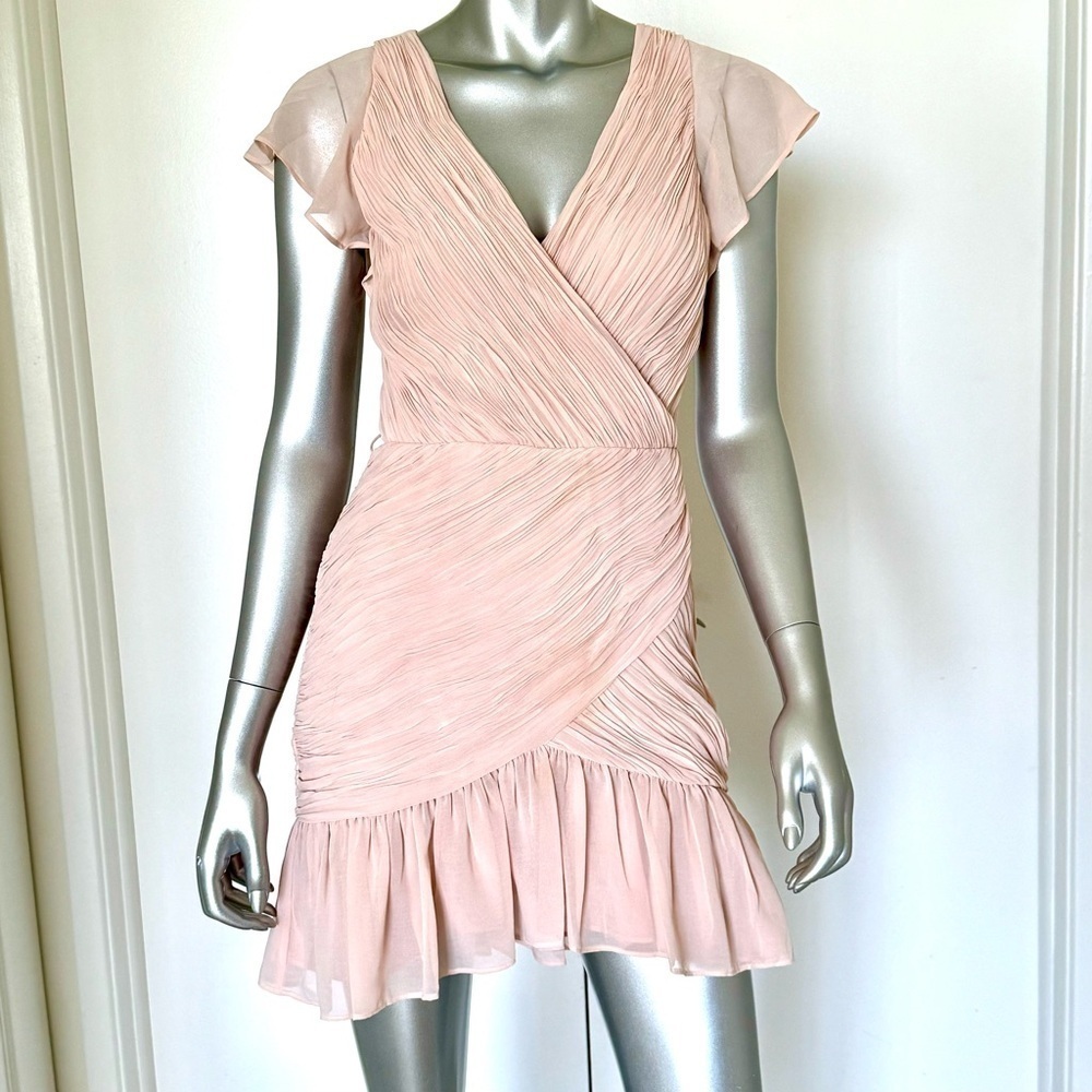 Armani Exchange Blush Pink Pleated Mini Dress